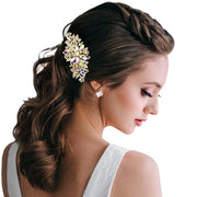 Stone Embellished Leaf Hair Comb