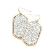 Sparkly Hexagon Frame Dangle Earrings