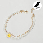 Smile Accented Double Layered Anklet