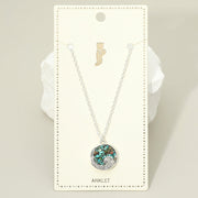 Crushed Pebble Swirl Wave Round Charm Anklet