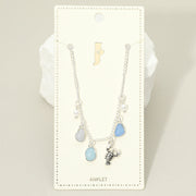 Lobster Sea Glass Pearl Charm Station Anklet