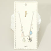 Octopus Sea Glass Pearl Charm Station Anklet
