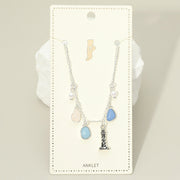 Lighthouse Sea Glass Pearl Charm Station Anklet