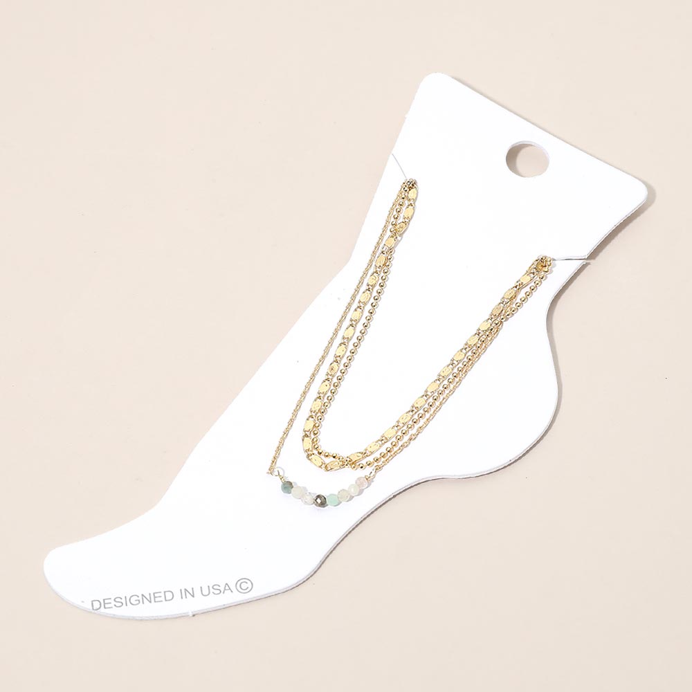 Beaded Accent Layered Chain Anklet