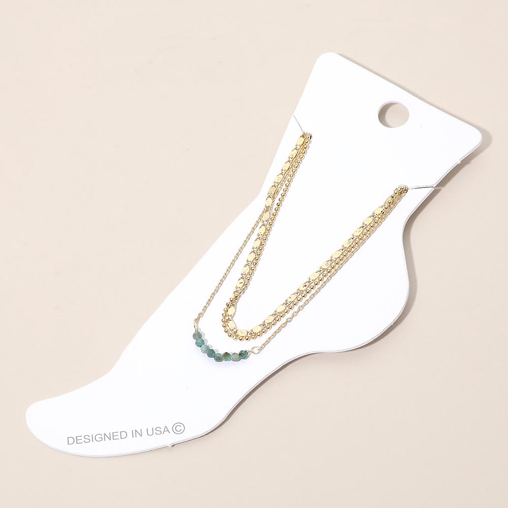 Beaded Accent Layered Chain Anklet
