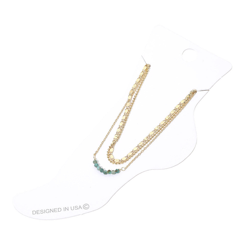 Beaded Accent Layered Chain Anklet