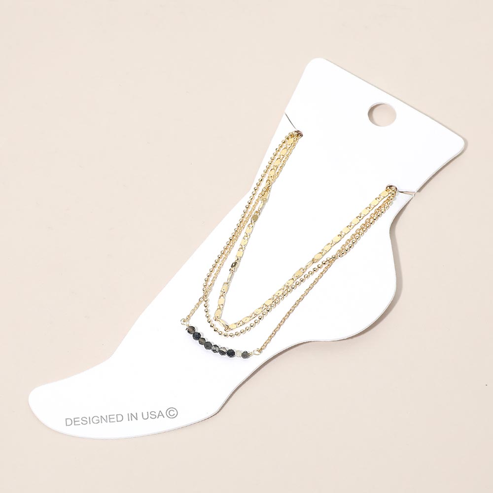 Beaded Accent Layered Chain Anklet