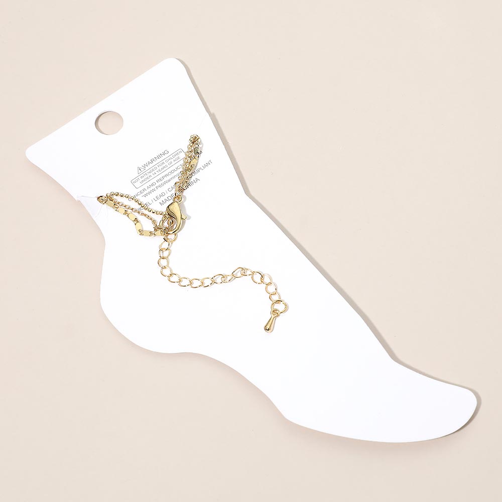 Beaded Accent Layered Chain Anklet
