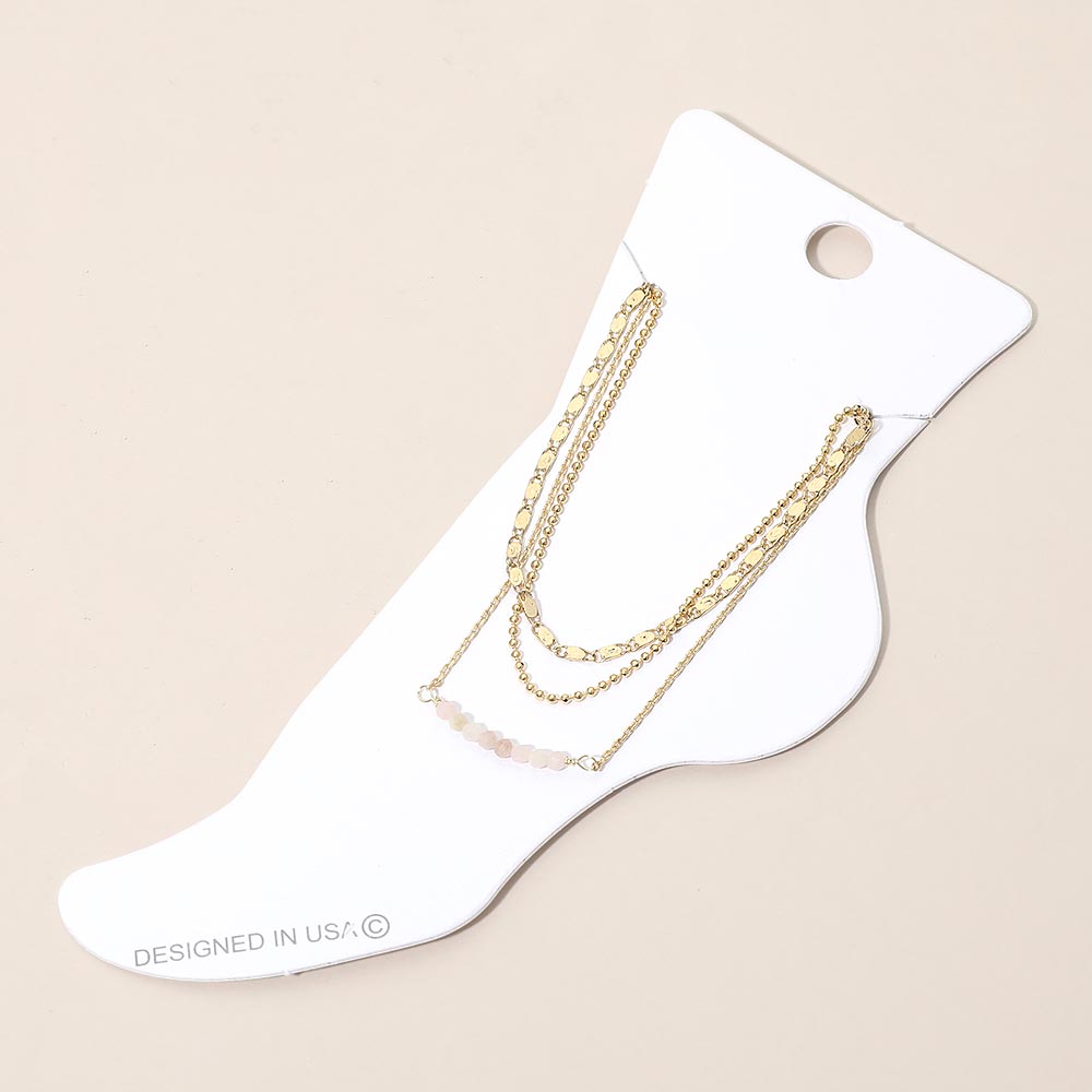 Beaded Accent Layered Chain Anklet