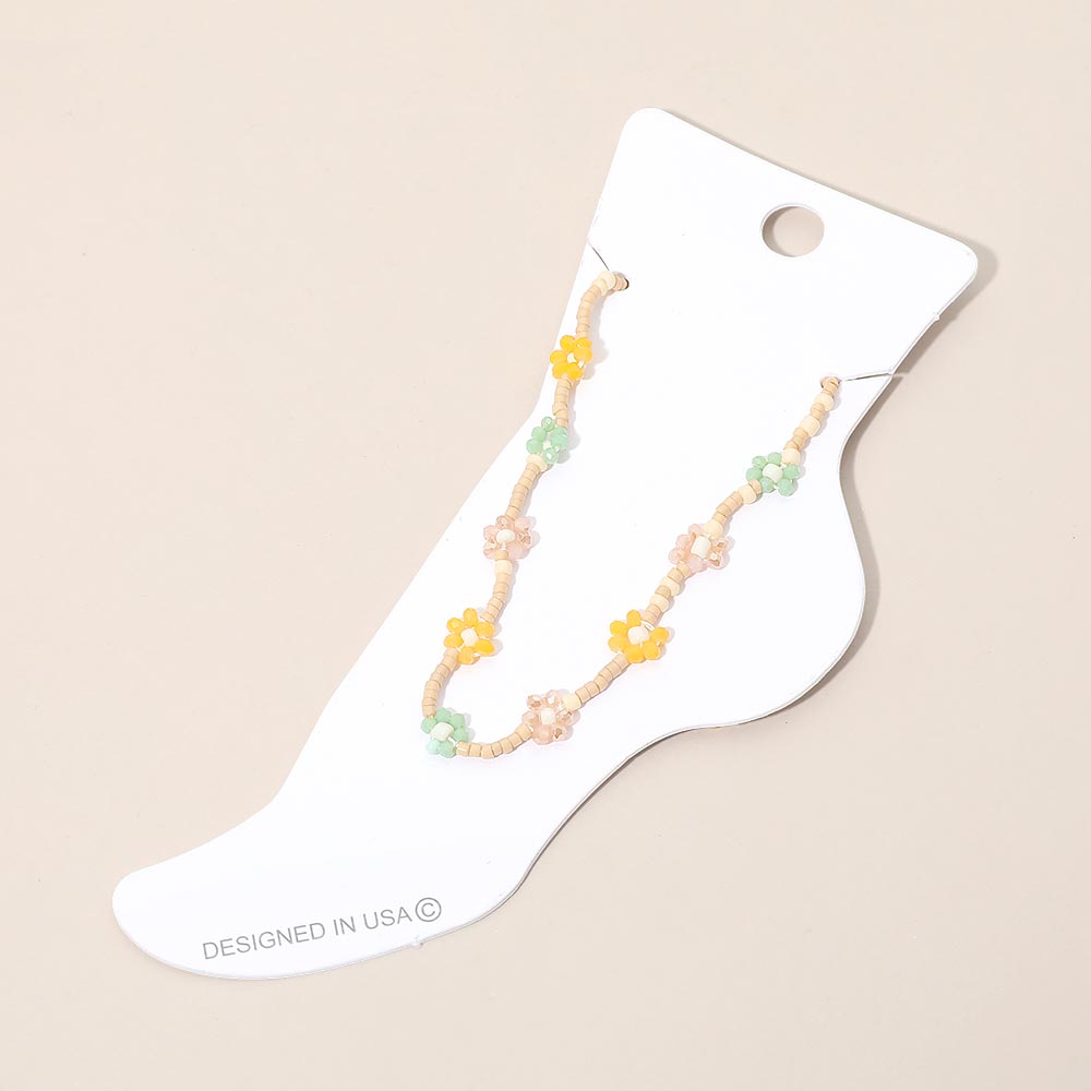 Flower Faceted Beaded Anklet
