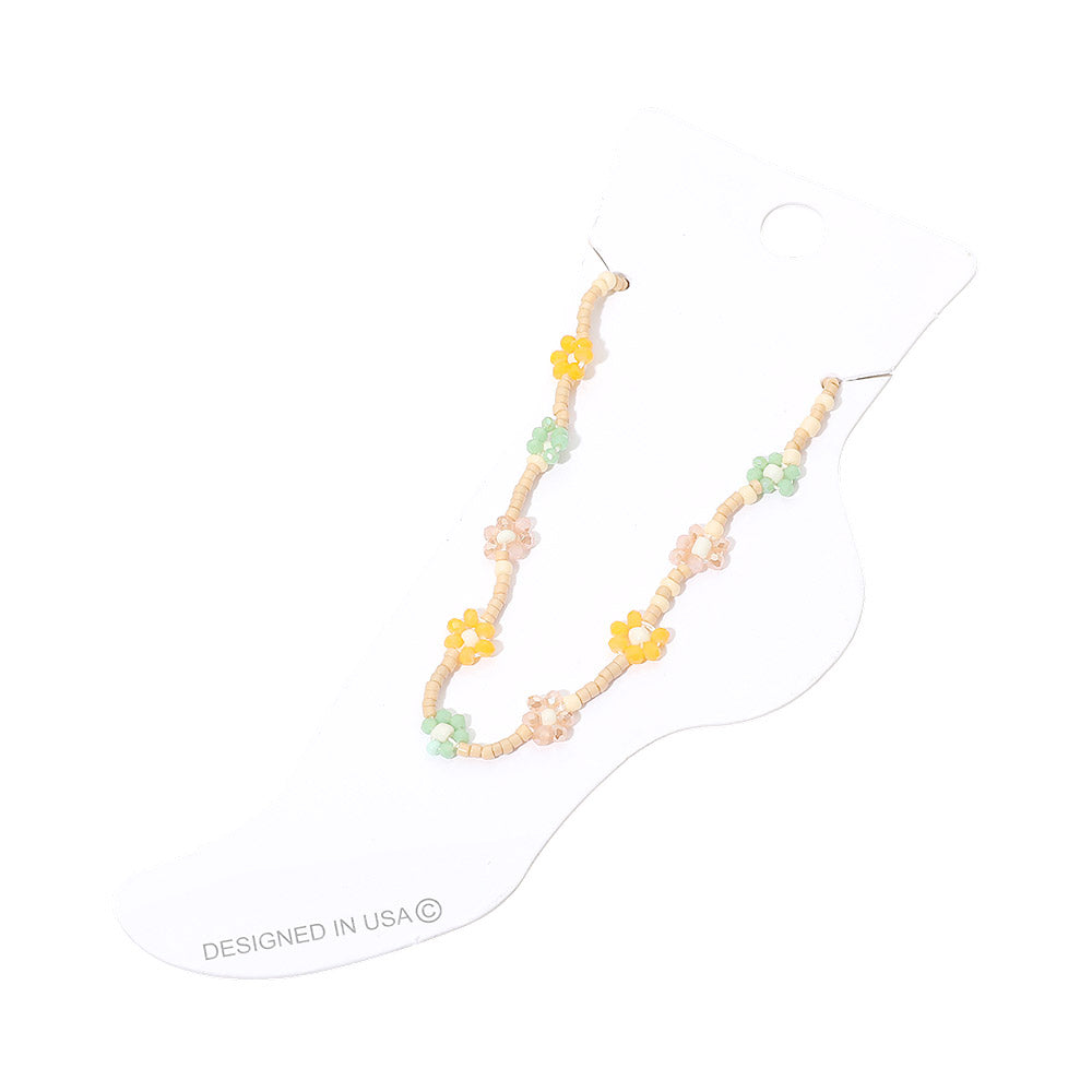 Flower Faceted Beaded Anklet
