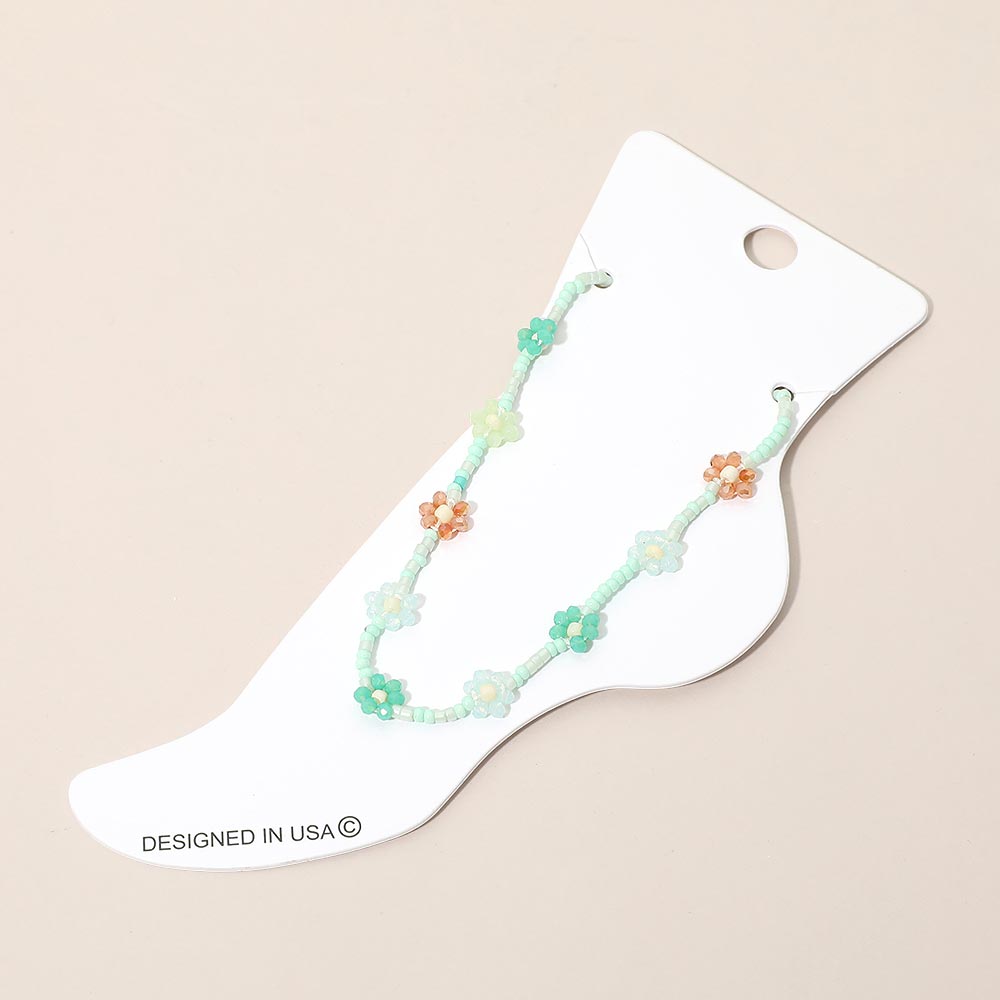 Flower Faceted Beaded Anklet