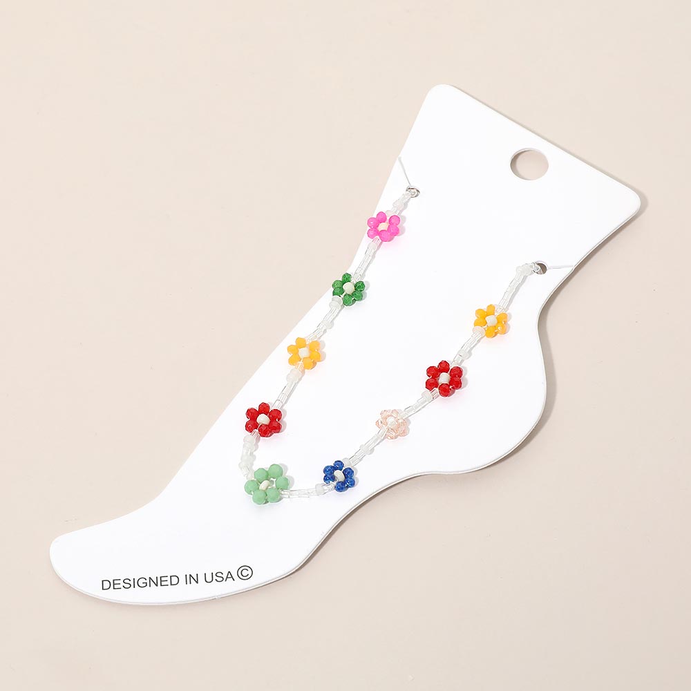 Flower Faceted Beaded Anklet