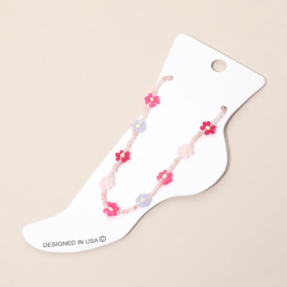 Flower Faceted Beaded Anklet