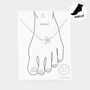 White Gold Dipped CZ Starfish Charm Anklet