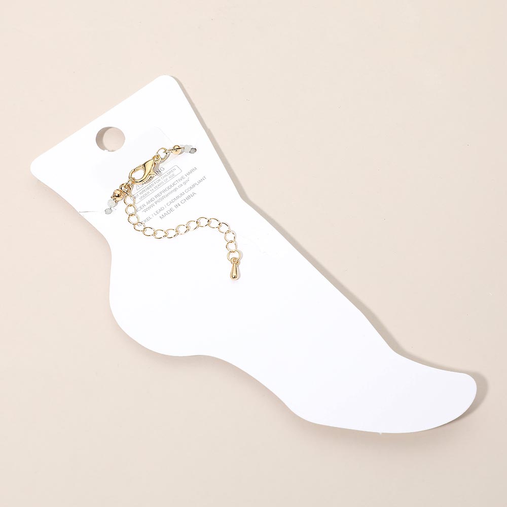 Oval Stone Accent Faceted Beaded Anklet