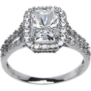 Sterling Silver Emerald Cubic Zirconia Ring -2.25 ct tw