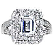 Sterling Silver Emerald Cubic Zirconia Ring -2.25 ct tw
