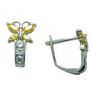 14k White Gold Butterfly November Birthstone Leverback Earrings