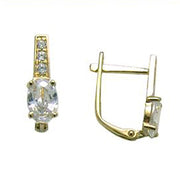 14k Yellow Gold CZ April Birthstone Leverback Earrings