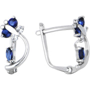 14k White Gold Sapphire Blue Cubic Zirconia Dragonfly Earrings