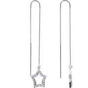 14k White Gold CZ Star Threader Earrings