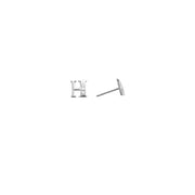 14k White Gold CZ Initial H Stud Earrings