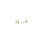 14k Yellow Gold CZ Initial H Stud Earrings