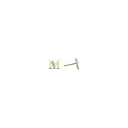 14k Yellow Gold CZ Initial M Stud Earrings