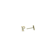 14k Yellow Gold CZ Initial P Stud Earrings