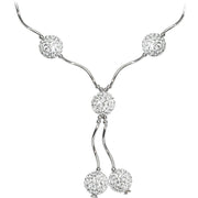 Sterling Silver Clear Crystal Ball Drop Necklace