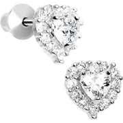 Sterling Silver Heart CZ April Birthstone Youth Screwback Earrings