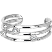 Solid 14k White Gold .03 Carat Genuine Diamond Toe Ring