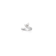 Solid 14k White Gold Five Gem with Solitaire Cubic Zirconia Toe Ring