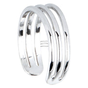Solid 14k White Gold Trio Band Toe Ring