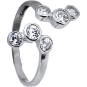Solid 14k White Gold Cubic Zirconia Bubbles Toe Ring
