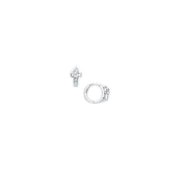 14k White Gold CZ Cross Huggy Earrings