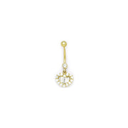 16G Solid 14k Yellow Gold Zirconia Noble Heart Belly Ring