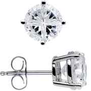 925 Sterling Silver 4-Segment Cubic Zirconia Stud Earrings