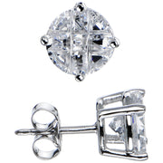 Sterling Silver 1.25 ct 9-Segment Cubic Zirconia Stud Earrings