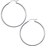 925 Sterling Silver 1 1/2 Inch Hoop Earrings