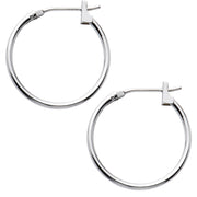 14K White Gold 1.5mm 11/16 Inch Hoop Earrings
