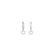 14k White Gold CZ Hollow Star Huggy Earrings