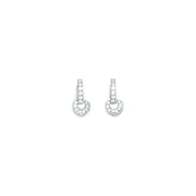 14k White Gold Cubic Zirconia Dangle Huggy Earrings