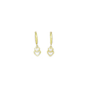 14k Yellow Gold CZ Heart Duet Huggy Earrings