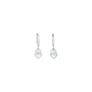 14k White Gold CZ  Heart Duet Huggy Earrings