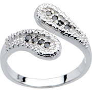 10K White Gold Black Cubic Zirconia Wrap Toe Ring