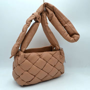 Woven Puffy Shoulder Bag with Knotted Padded Strap
