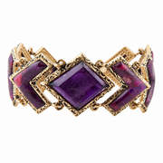 Pointedly Purple Turquoise Golden Link Bracelet