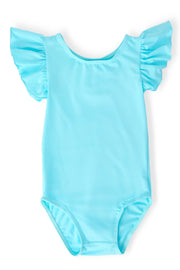 Aqua S/S Flutter Sleeve Leotard